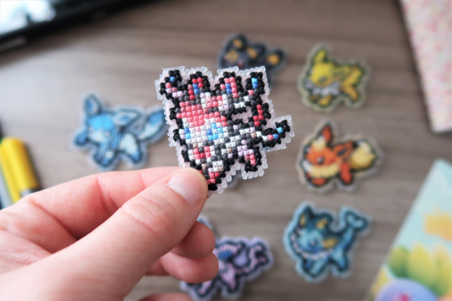 Glaceon and Sylveon from Pokemon - Cross stitch magnet kit