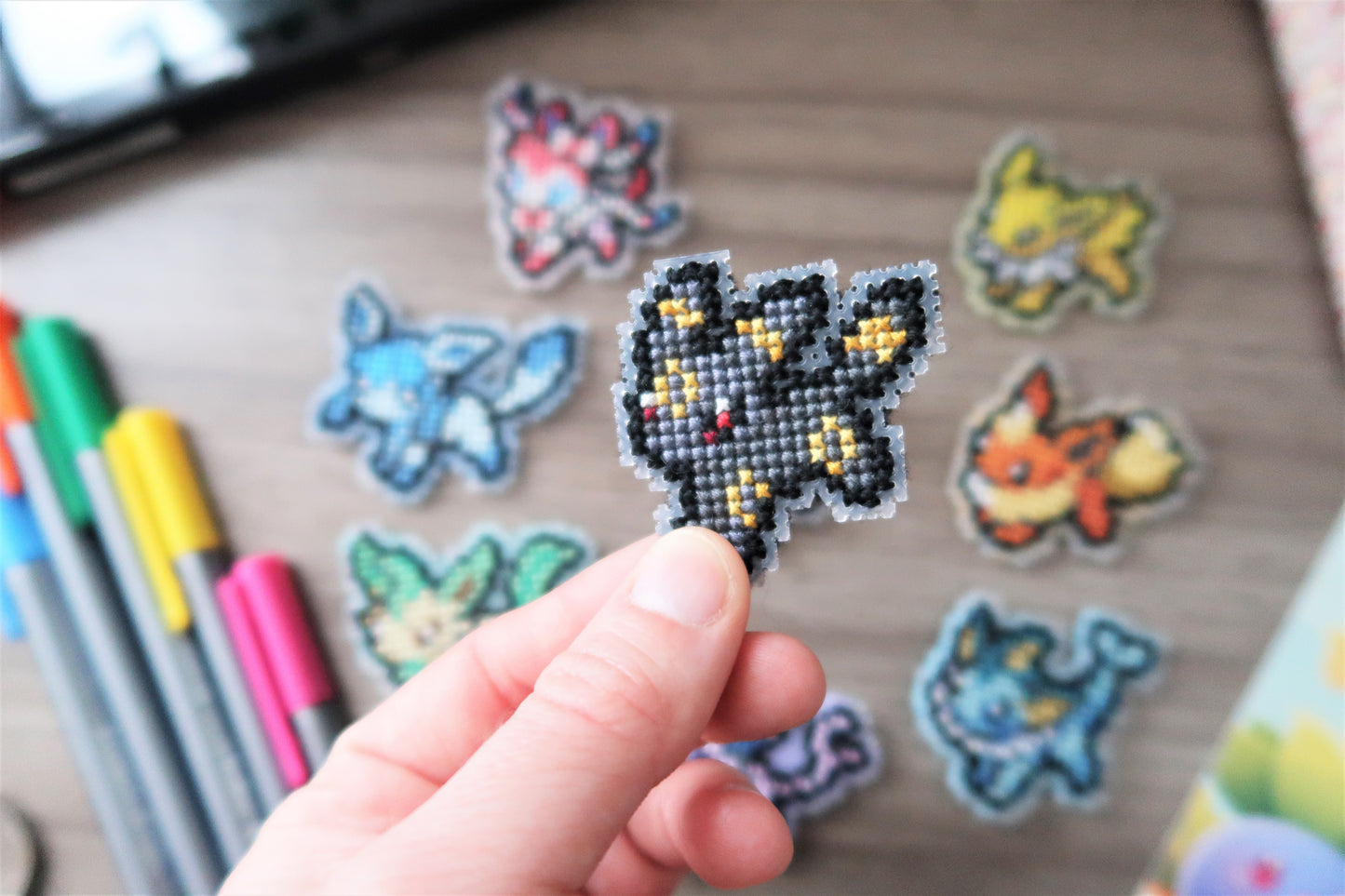 Espeon and Umbreon from Pokemon - Cross stitch magnet kit