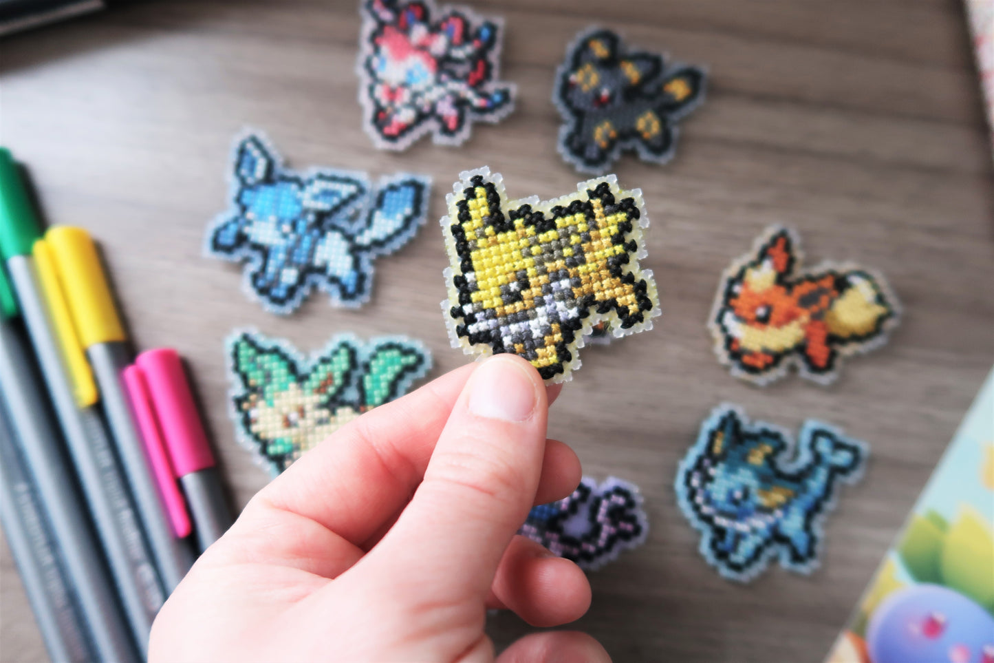 Flareon, Vaporeon and Jolteon from Pokemon - Cross stitch magnet kit