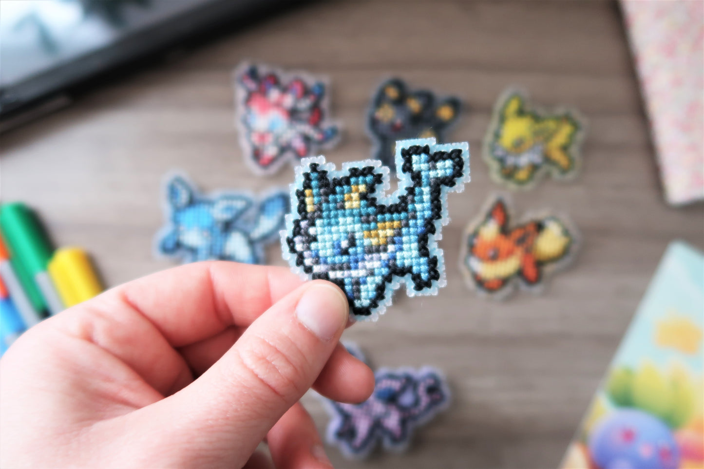 Flareon, Vaporeon and Jolteon from Pokemon - Cross stitch magnet kit