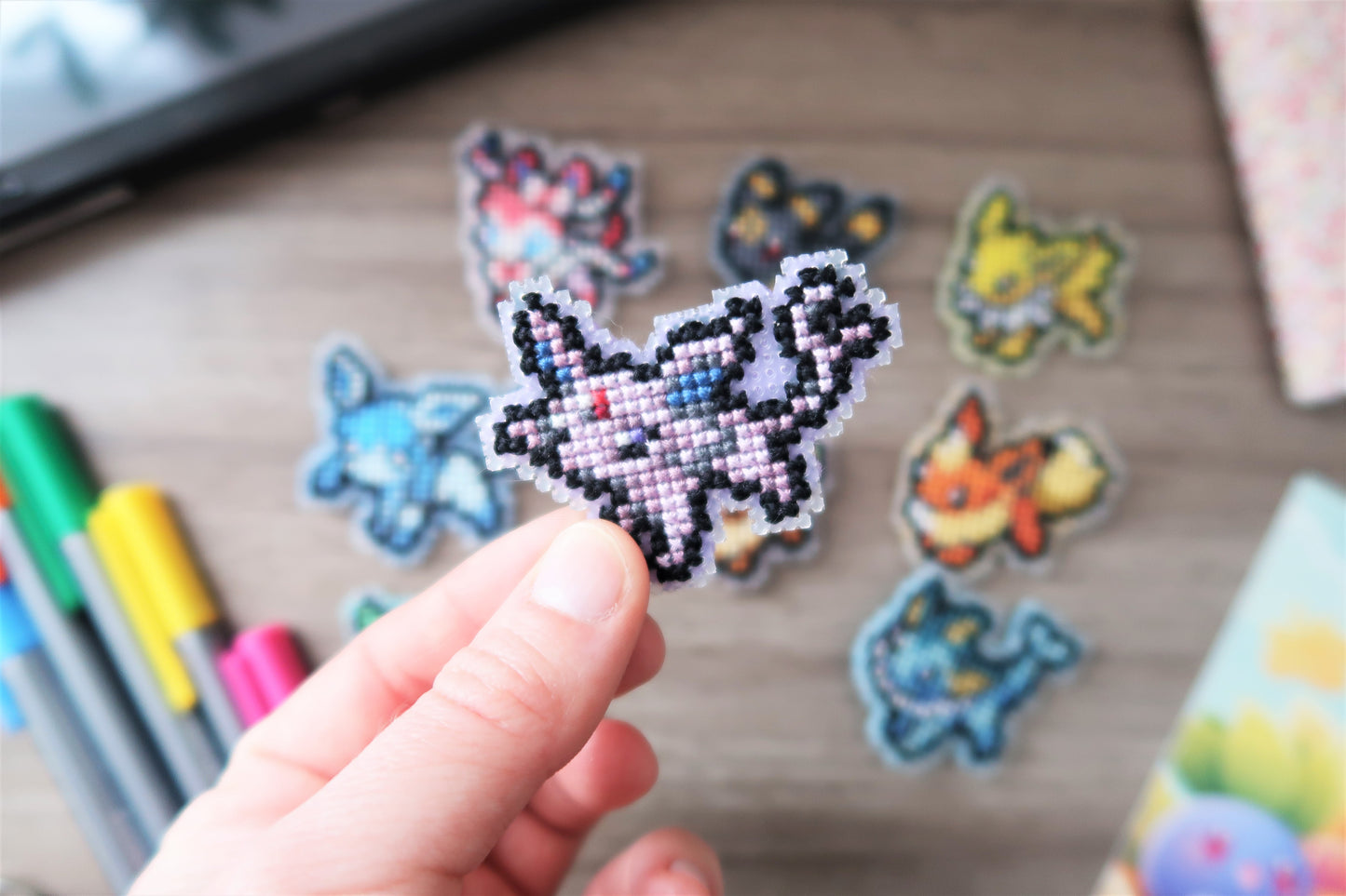 Espeon and Umbreon from Pokemon - Cross stitch magnet kit