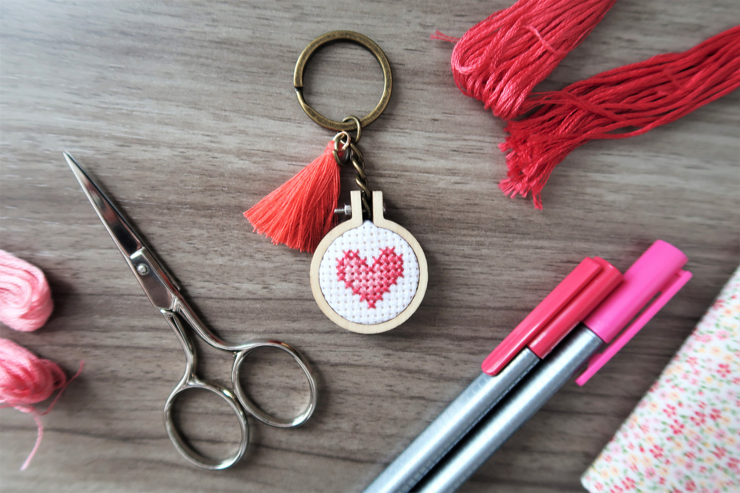 Cross-stitch keychain ~ Tiny heart
