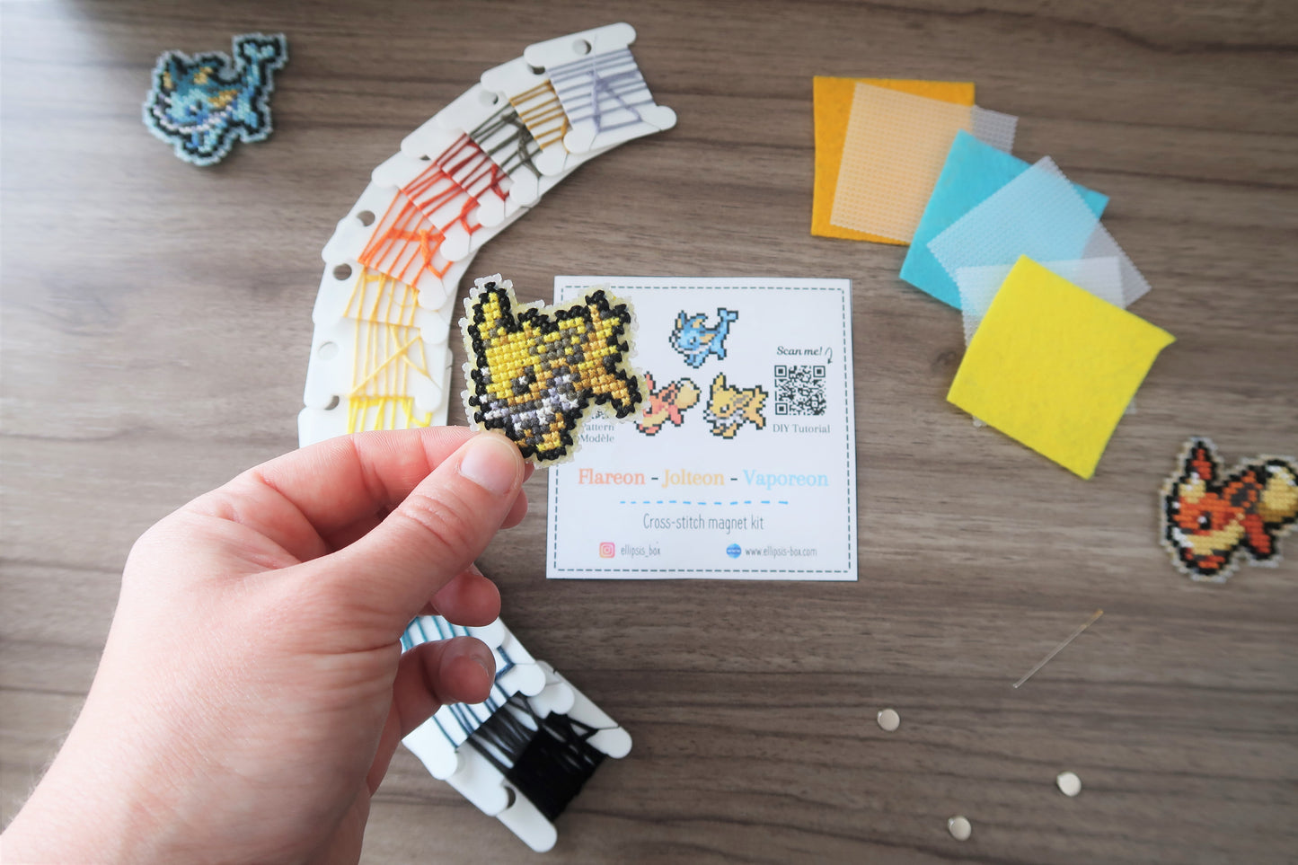 Flareon, Vaporeon and Jolteon from Pokemon - Cross stitch magnet kit