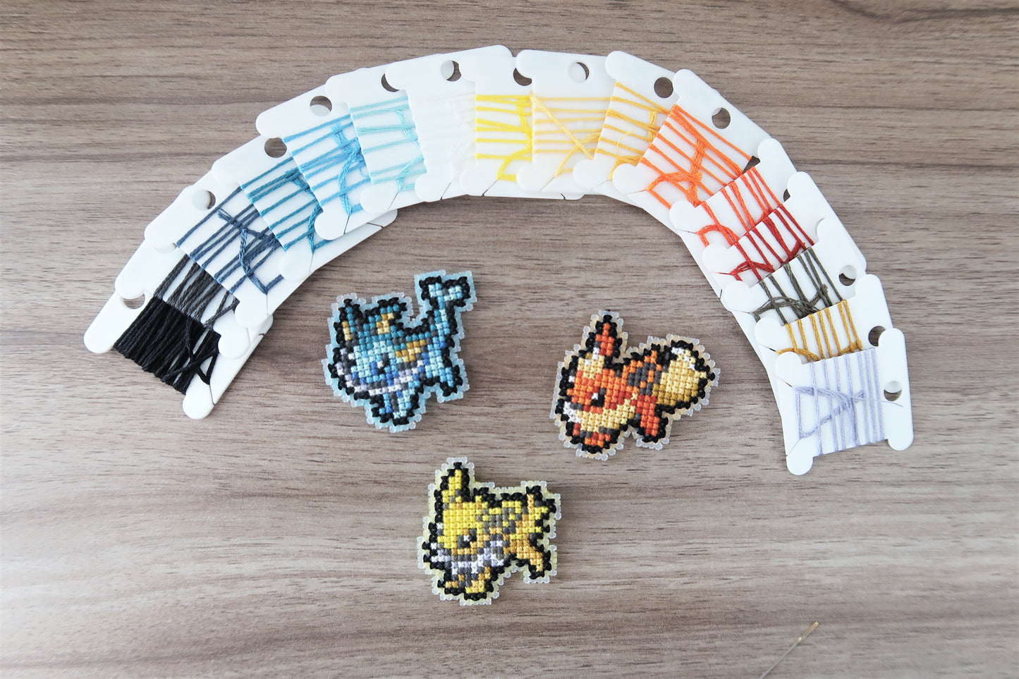 Flareon, Vaporeon and Jolteon from Pokemon - Cross stitch magnet kit
