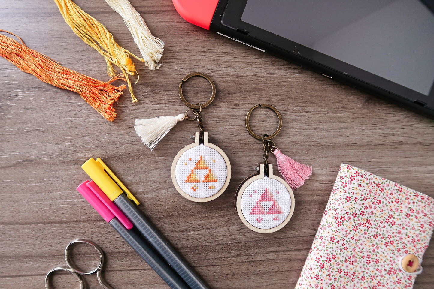 Cross-stitch keychain ~ Triforce from Zelda