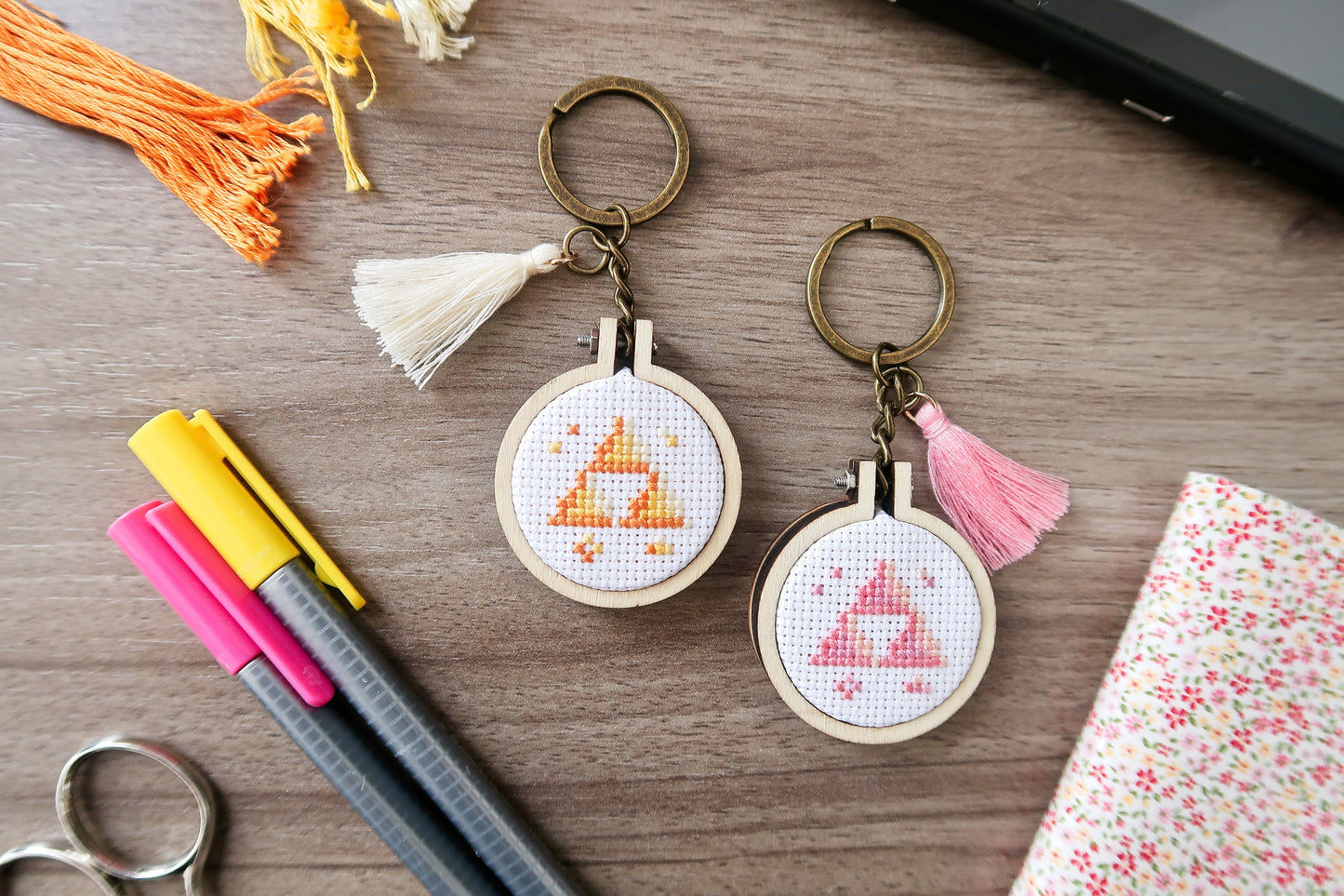 Cross-stitch keychain ~ Triforce from Zelda