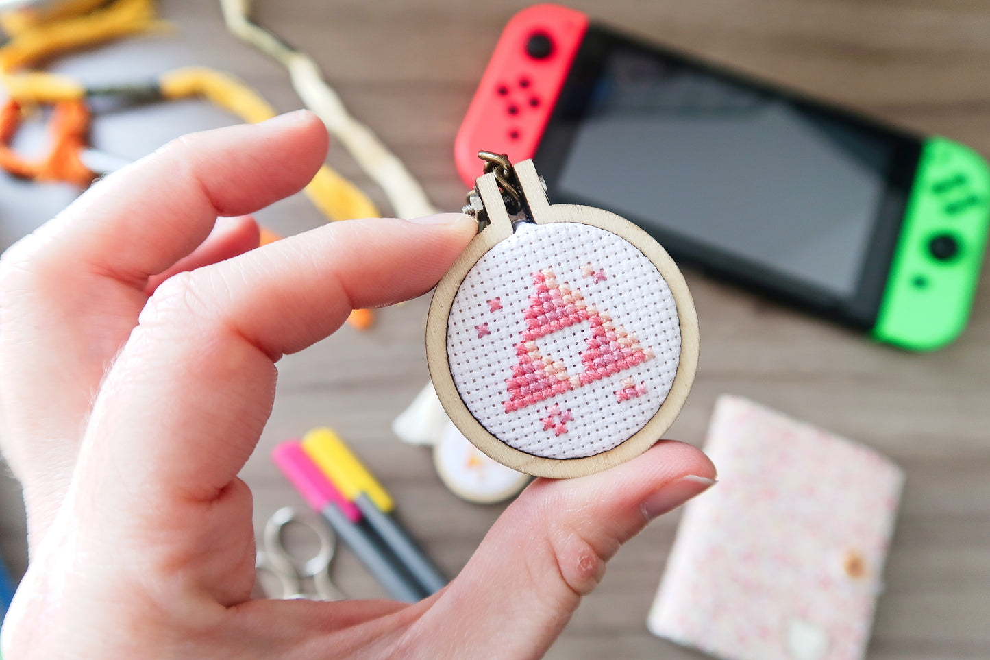 Cross-stitch keychain ~ Triforce from Zelda