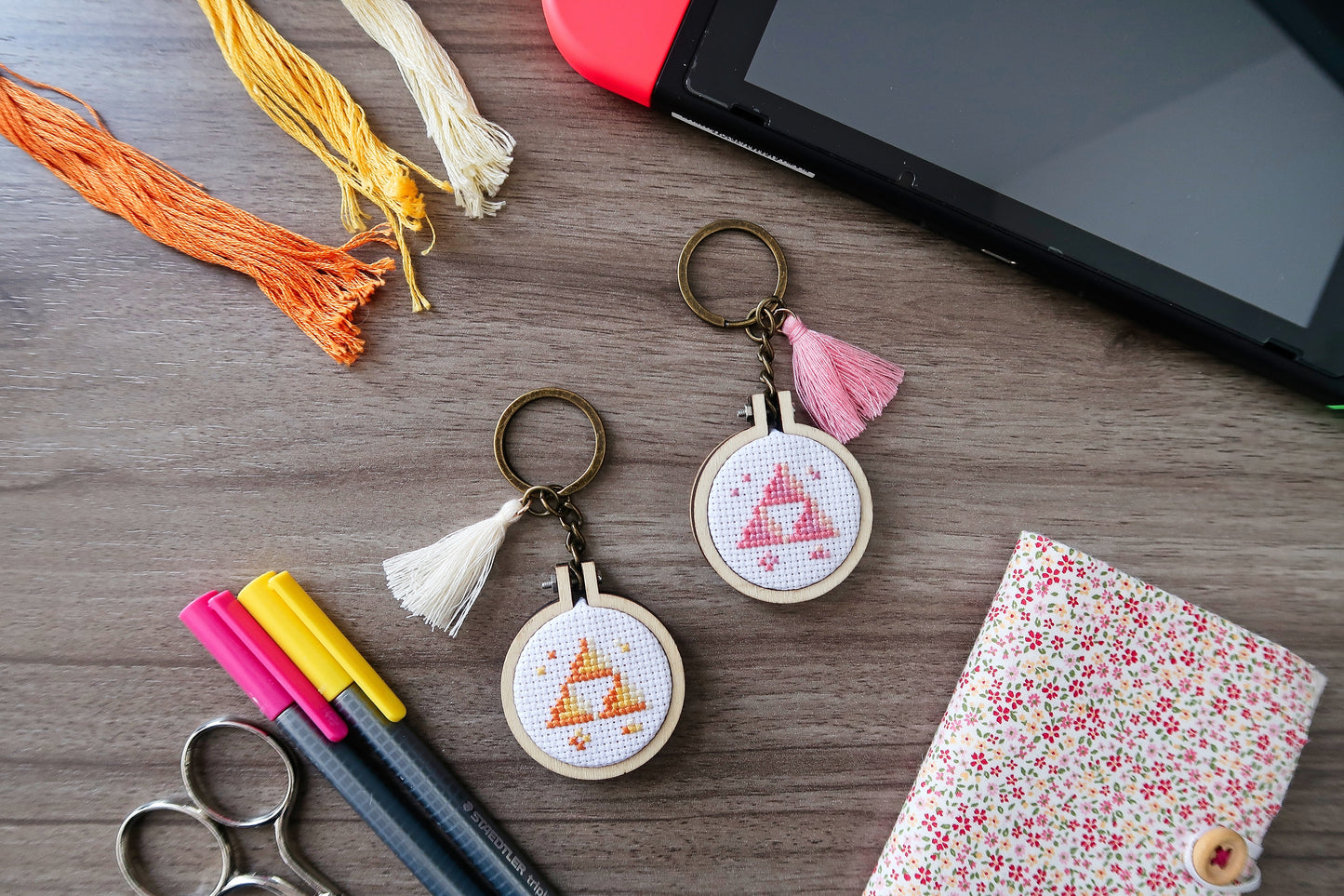 Cross-stitch keychain ~ Triforce from Zelda