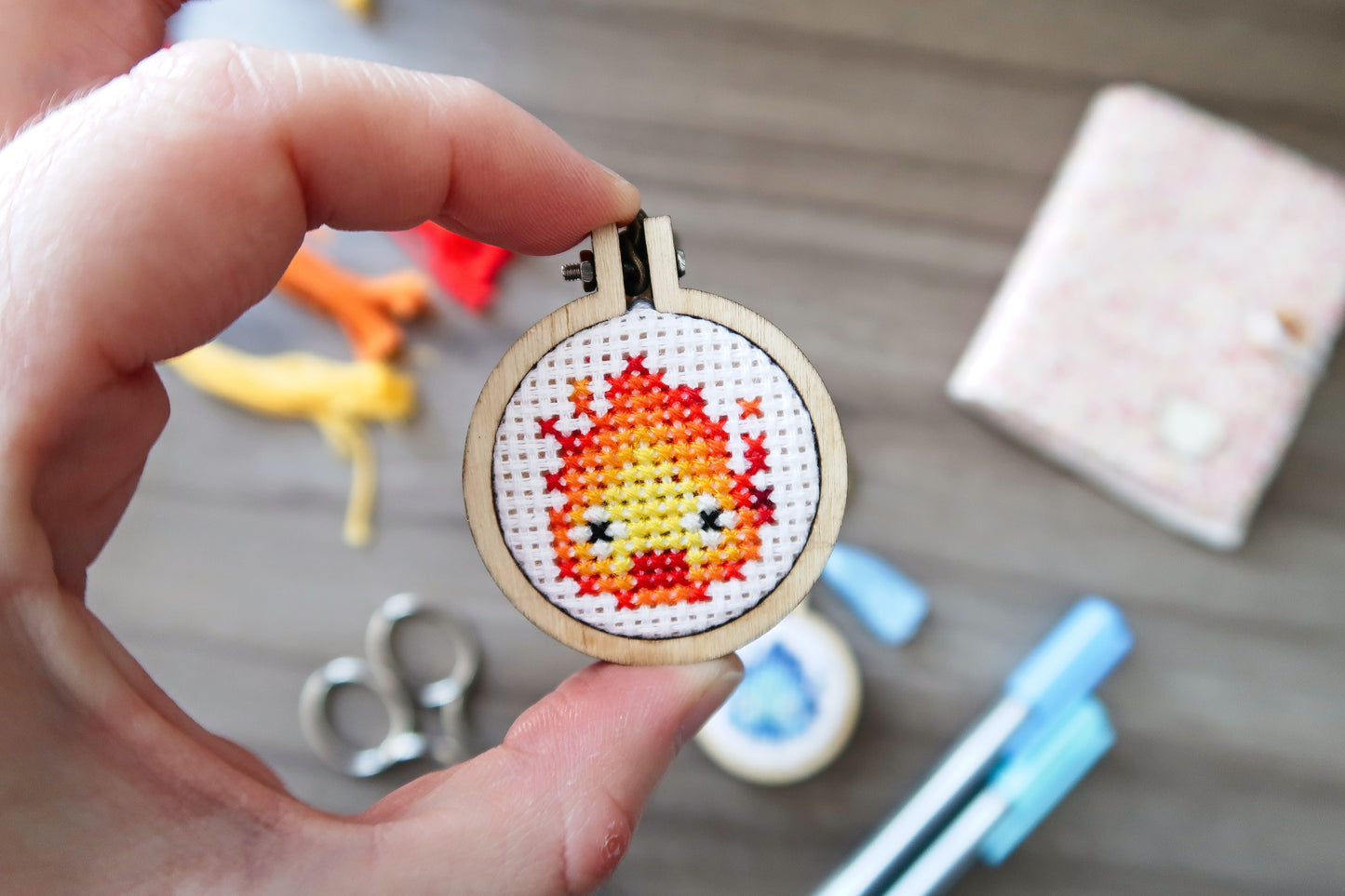 Cross-stitch keychain ~ Calcifer from Howl's Moving Castle