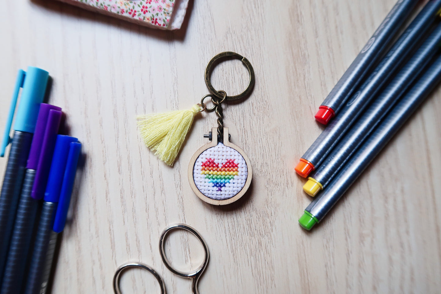 Cross-stitch keychain ~ Tiny heart