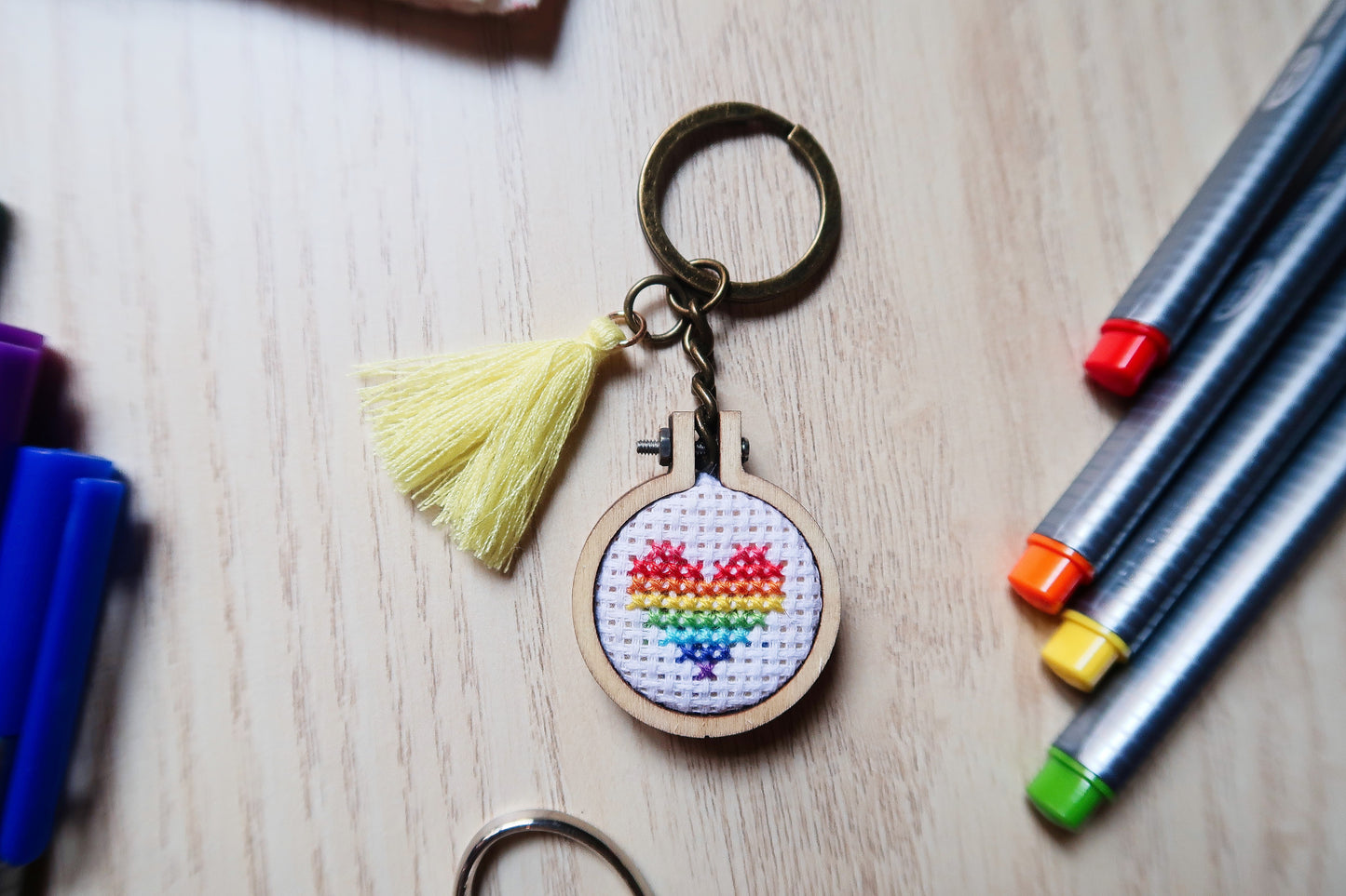 Cross-stitch keychain ~ Tiny heart