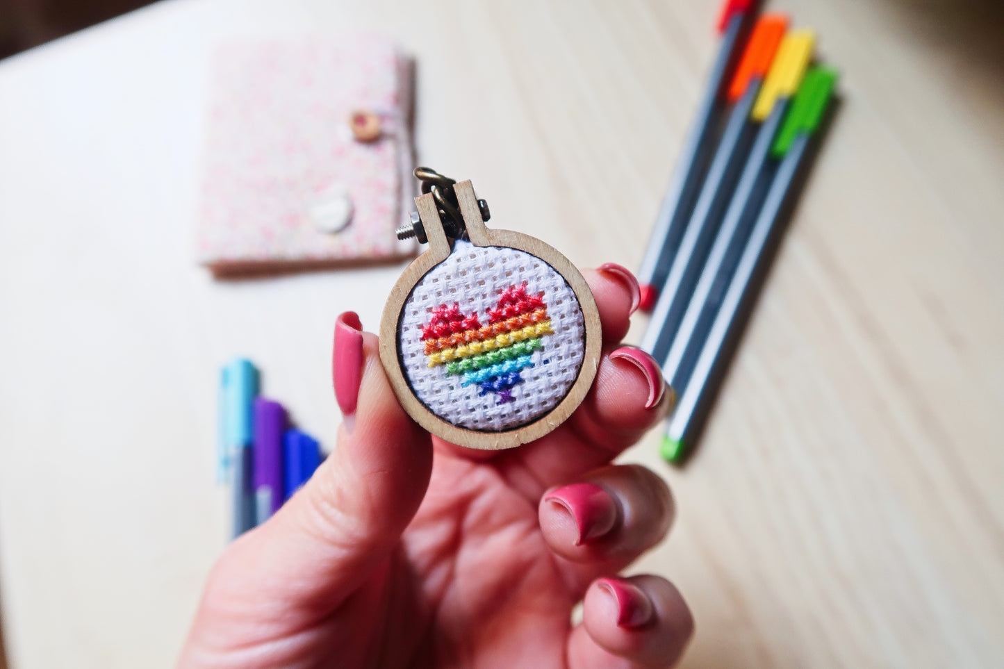 Cross-stitch keychain ~ Tiny heart
