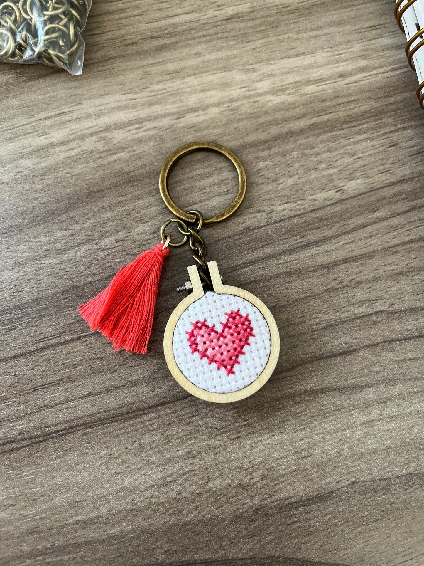 Cross-stitch keychain ~ Tiny heart