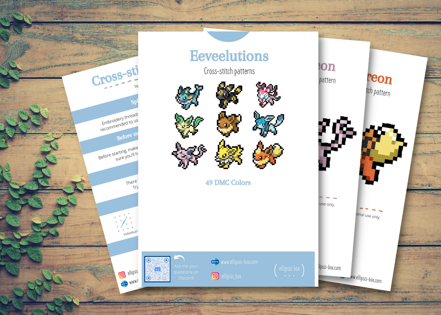 Cross-stitch pattern - Eeveelutions from Pokemon
