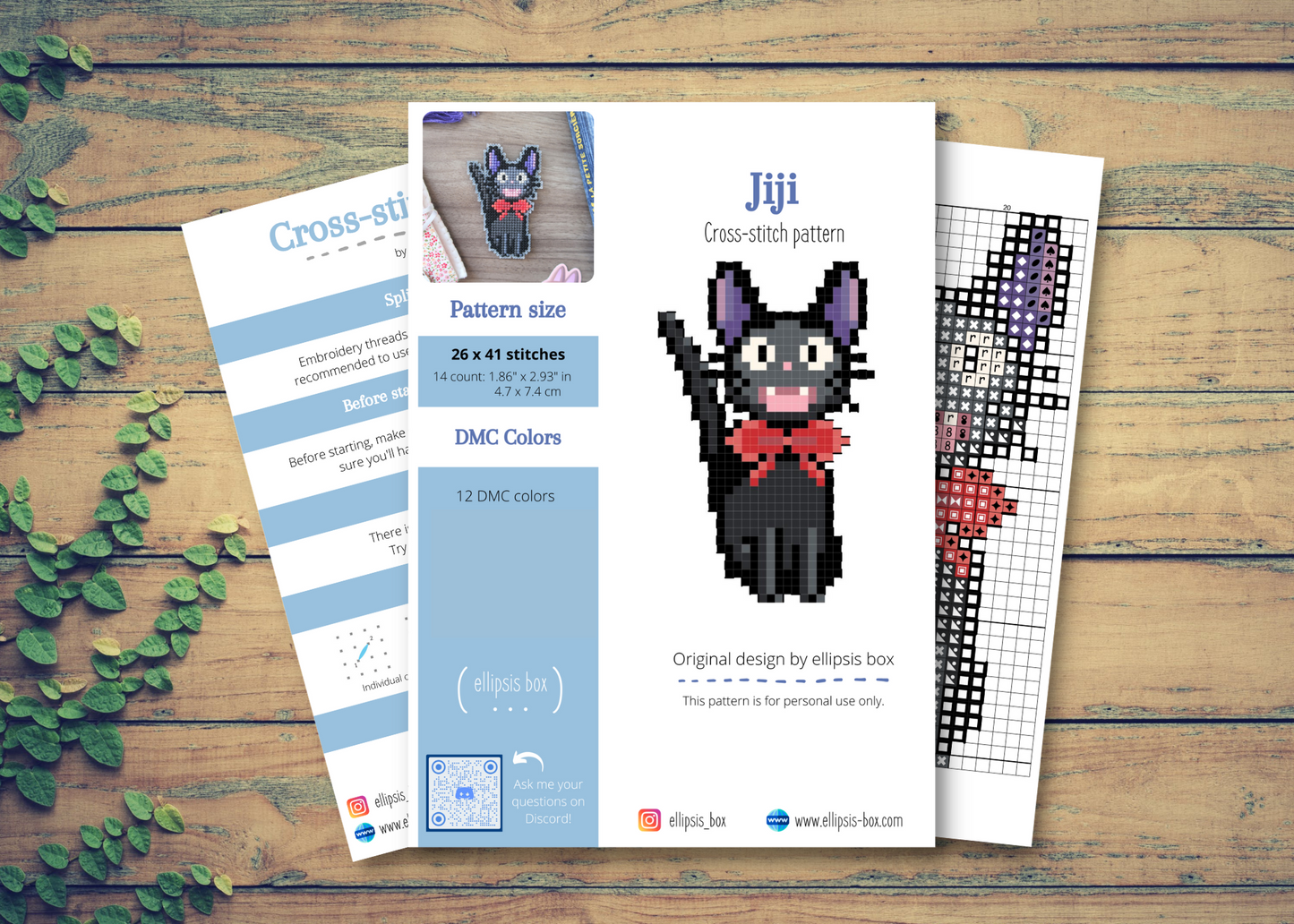 Jiji from Kiki's delivery service - Cross stitch magnet kit