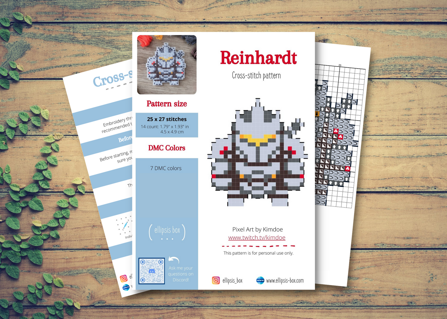 Cross stitch pattern - Reinhardt from Overwatch