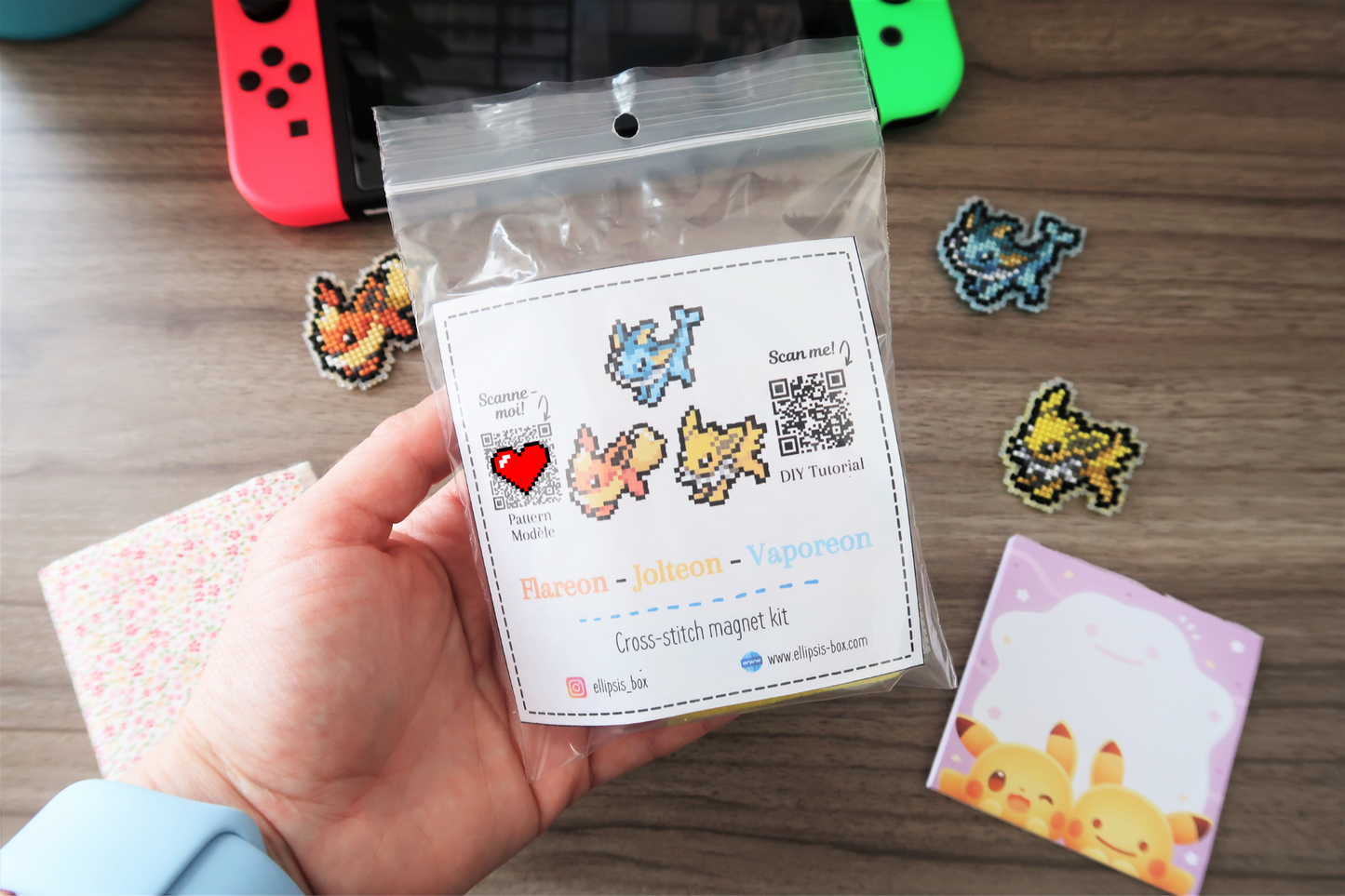 Flareon, Vaporeon and Jolteon from Pokemon - Cross stitch magnet kit