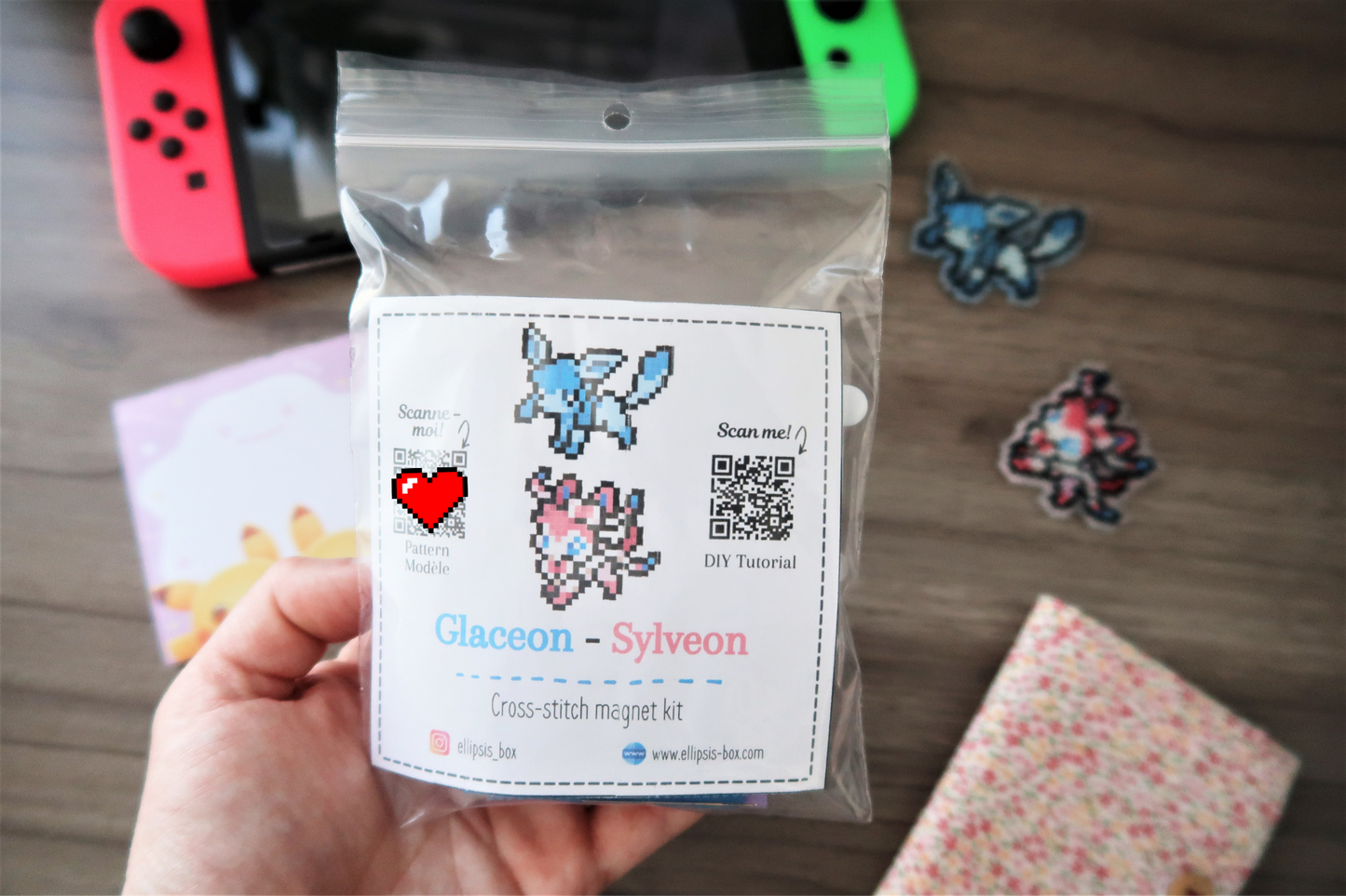 Glaceon and Sylveon from Pokemon - Cross stitch magnet kit