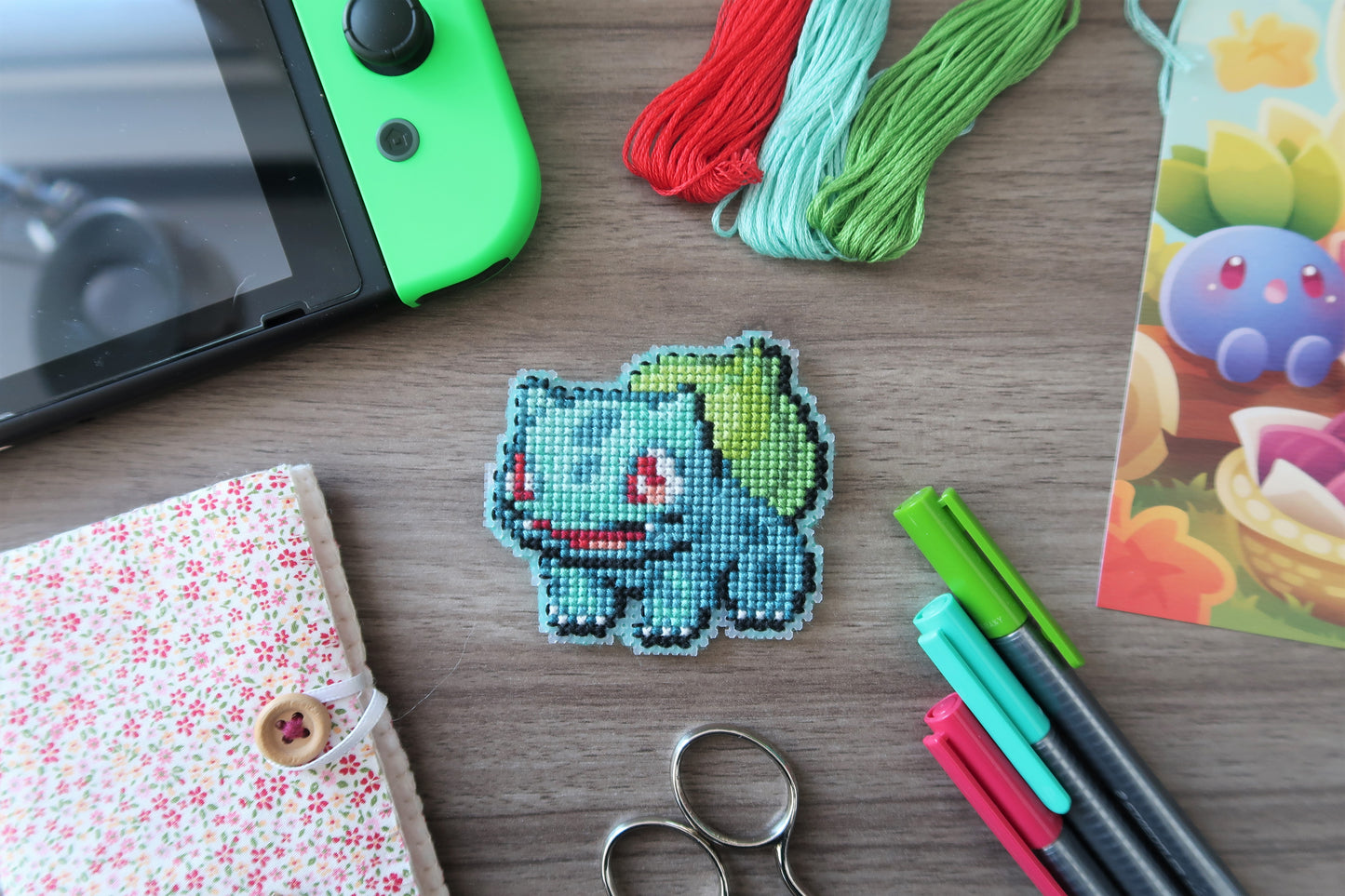 Bulbasaur from Pokemon - Cross stitch magnet kit