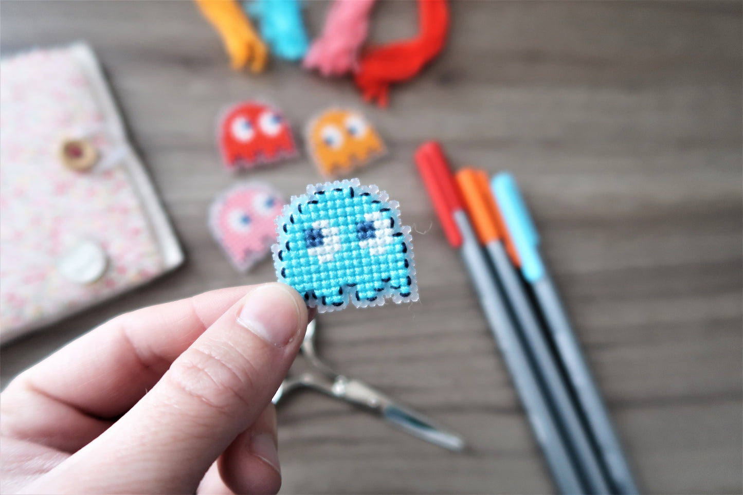Modèle de point de croix - Fantômes de Pacman