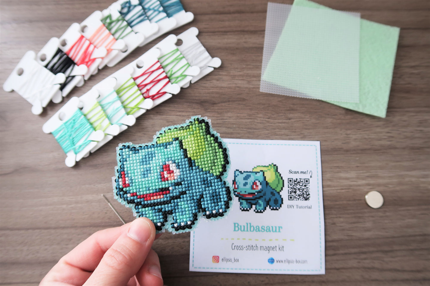 Bulbasaur from Pokemon - Cross stitch magnet kit