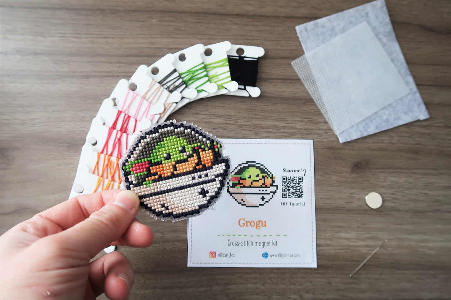 Grogu from The Mandalorian - Cross stitch magnet kit