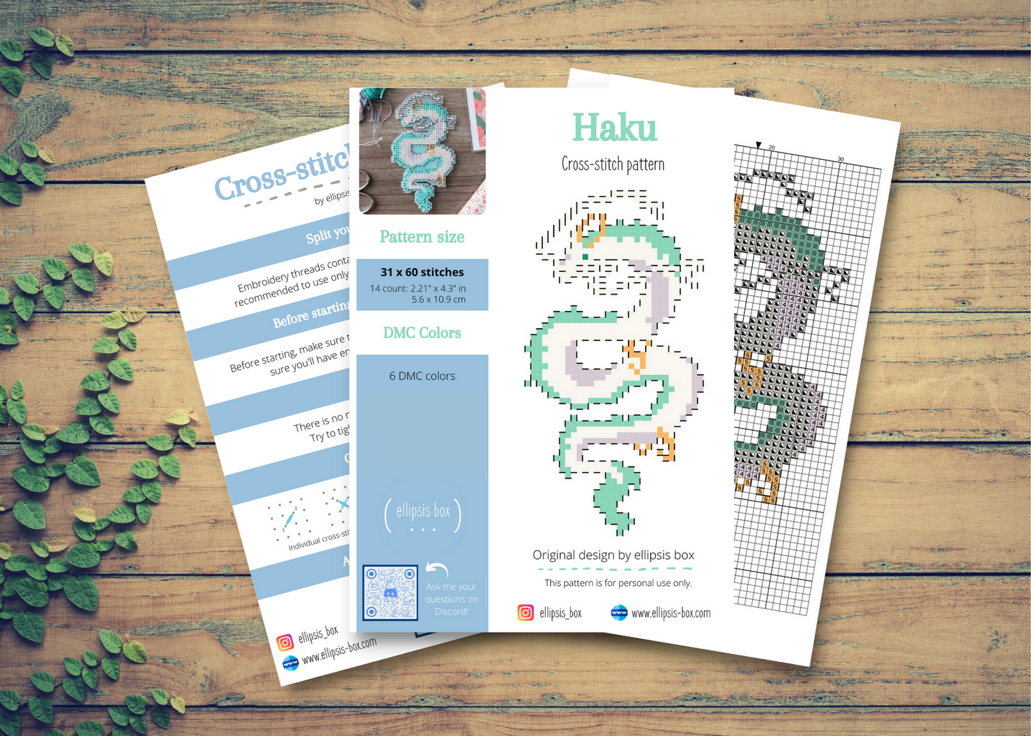 Cross stitch pattern - Haku from Spirited Away