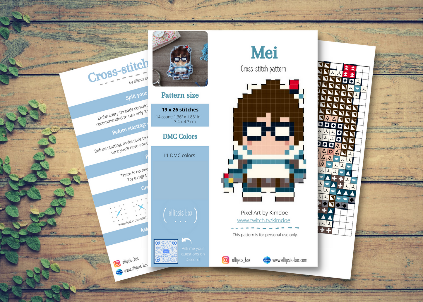 Modèle de point de croix - Mei de Overwatch