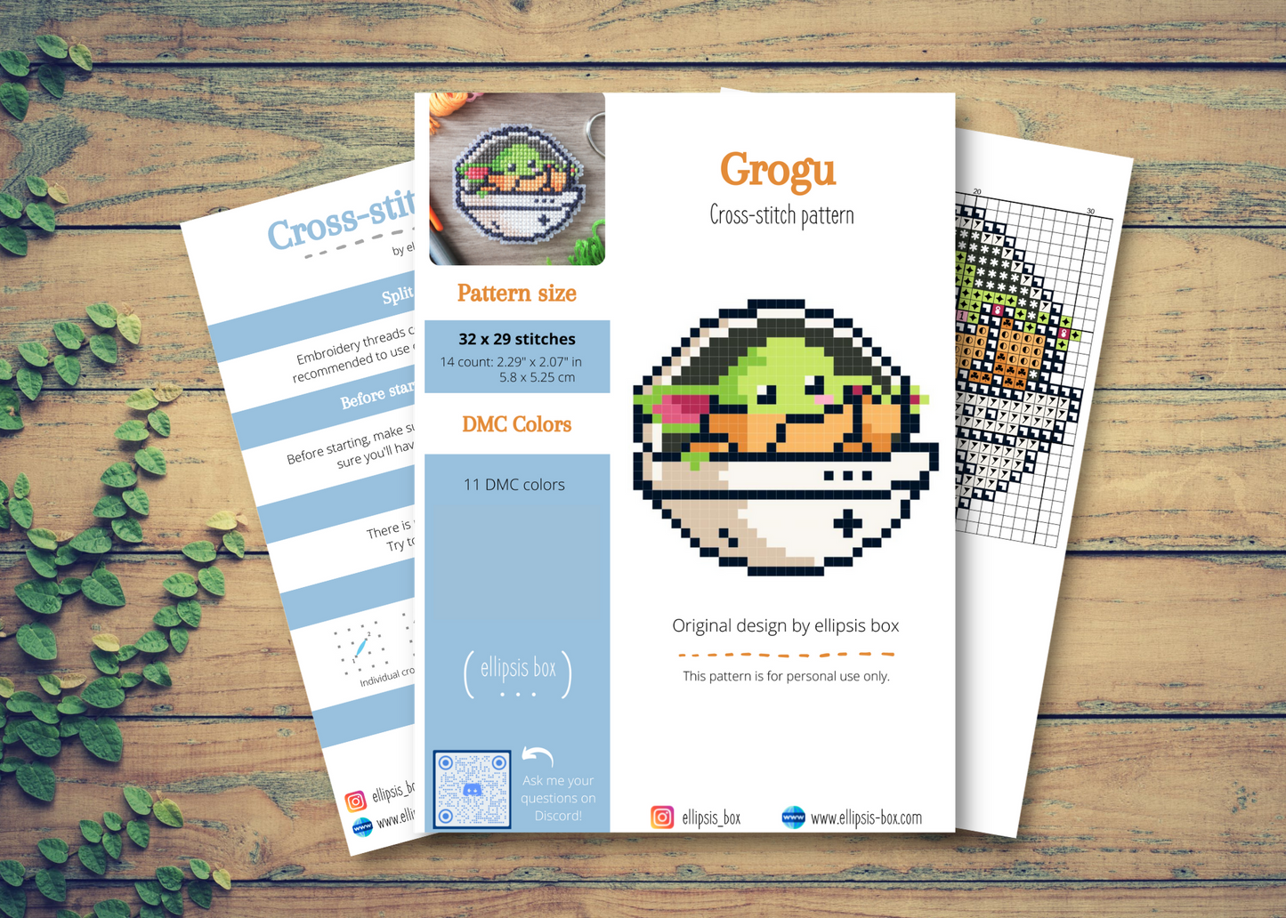 Grogu from The Mandalorian - Cross stitch magnet kit