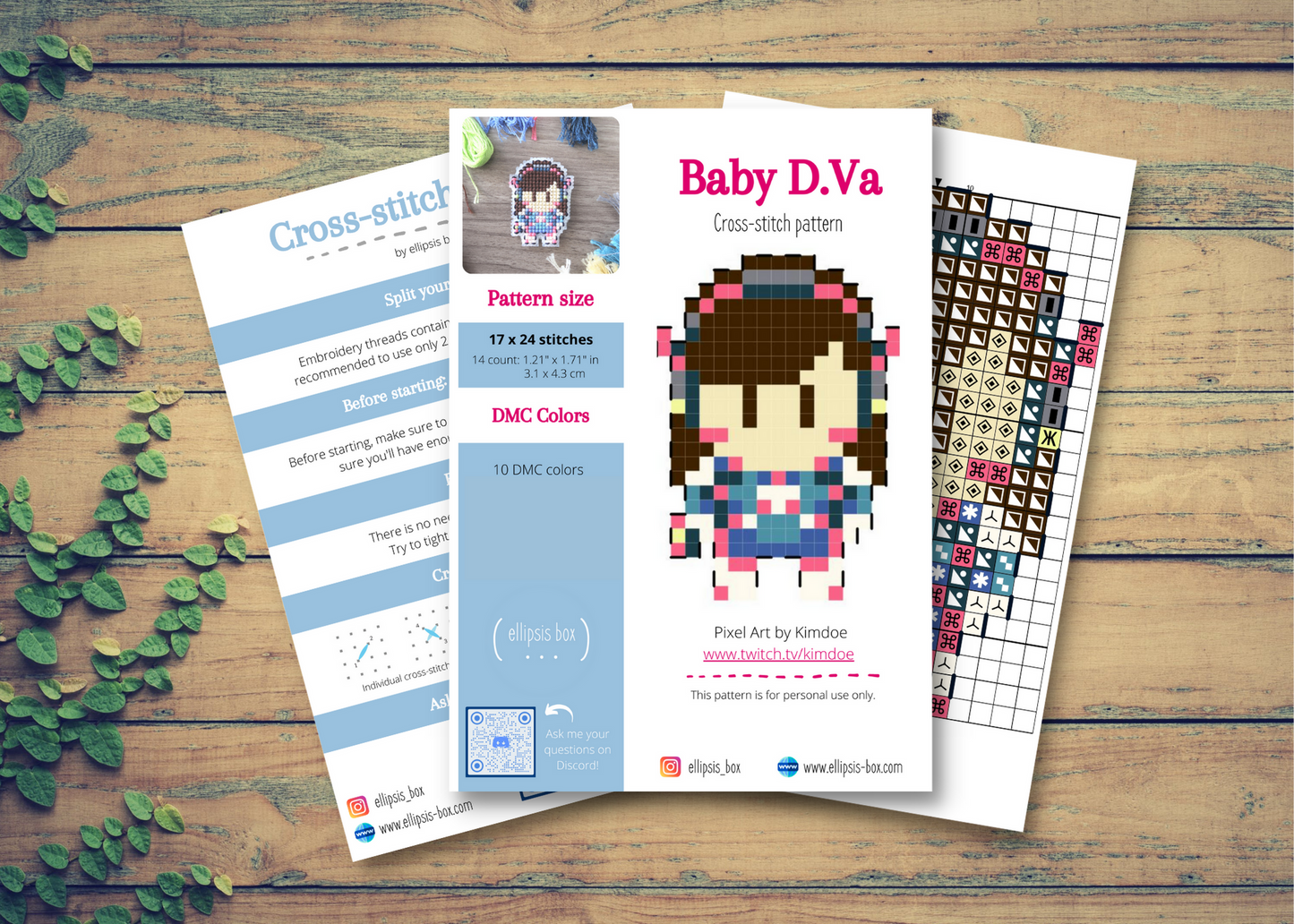 Cross stitch pattern - Baby D.Va from Overwatch
