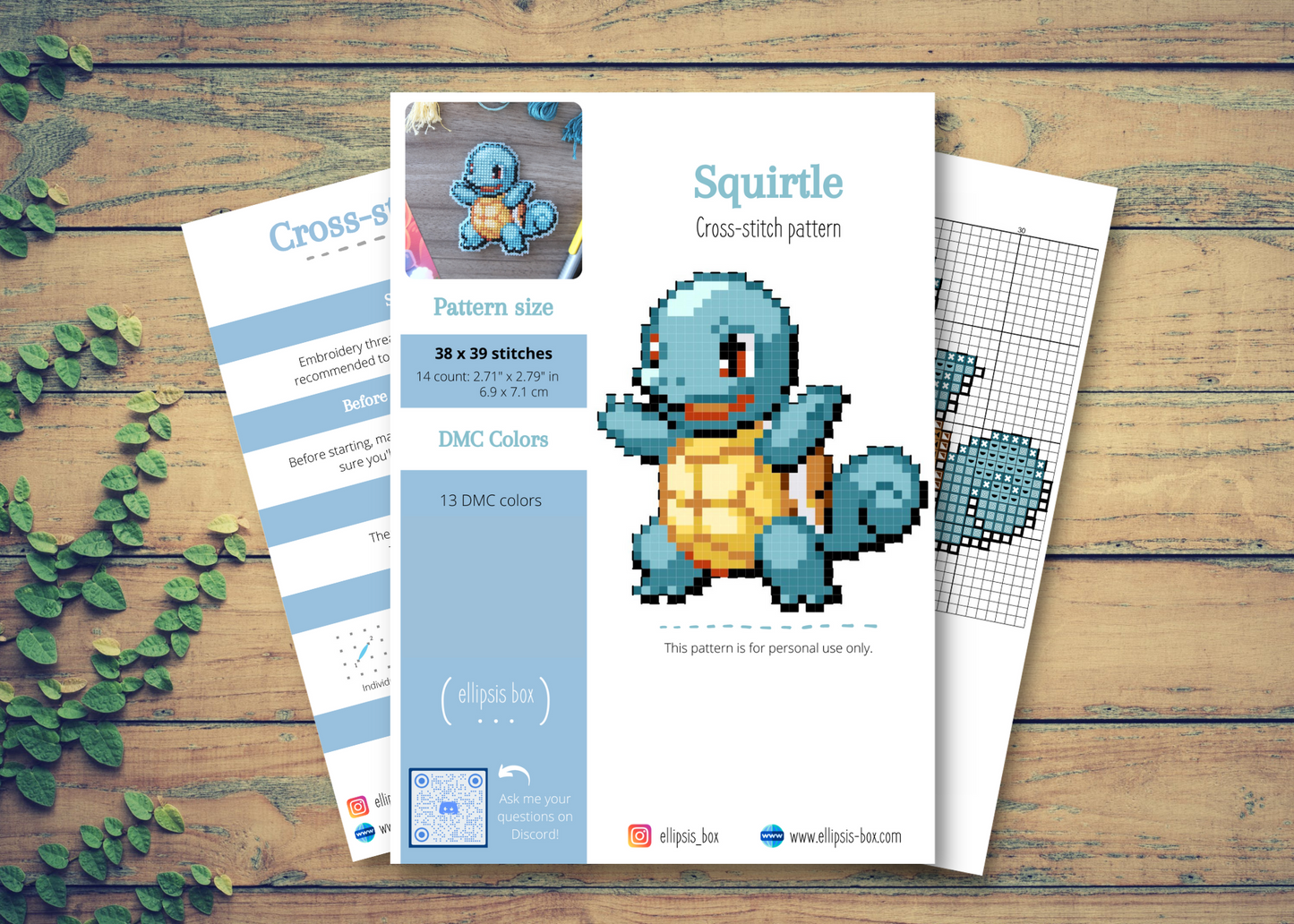 Squirtle from Pokemon - Cross stitch magnet kit