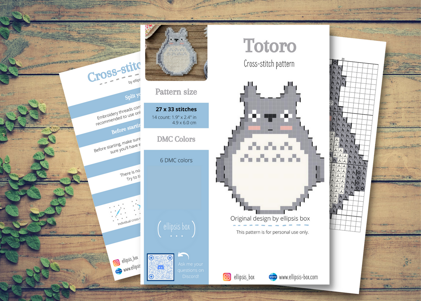 Totoro - Cross stitch magnet kit
