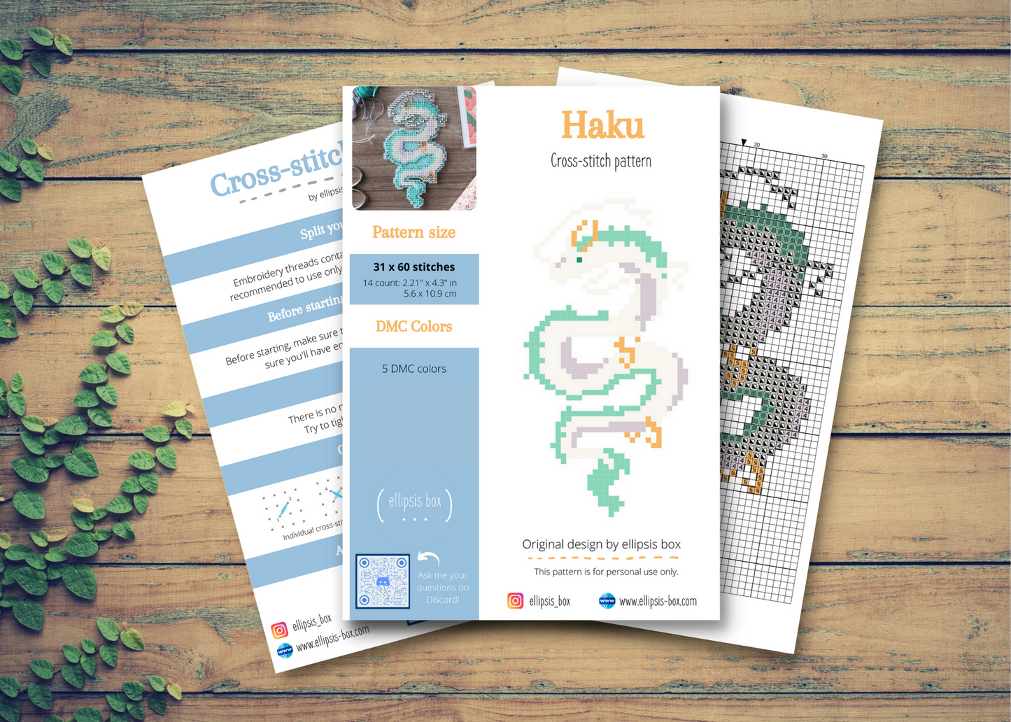 Haku from Spirited Away - Cross stitch magnet kit