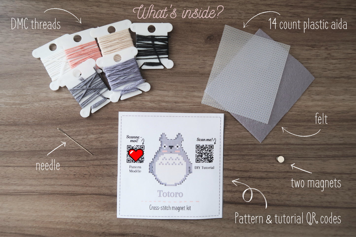 Totoro - Cross stitch magnet kit