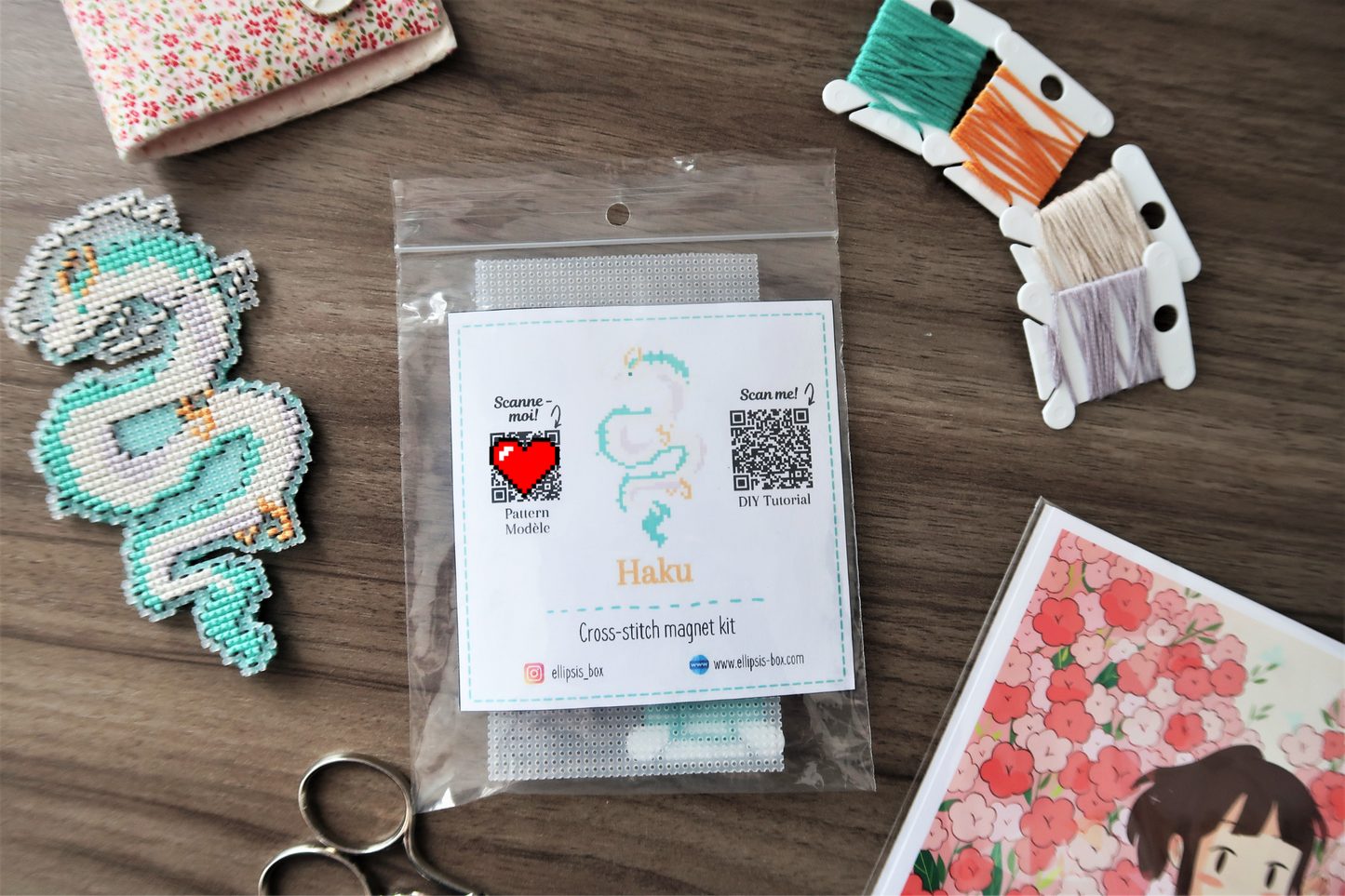 Haku from Spirited Away - Cross stitch magnet kit