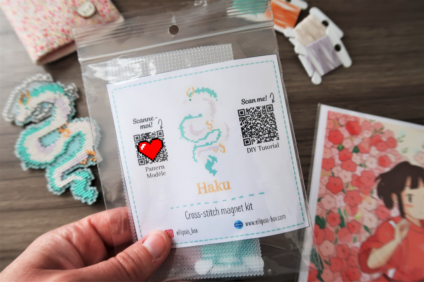 Haku from Spirited Away - Cross stitch magnet kit