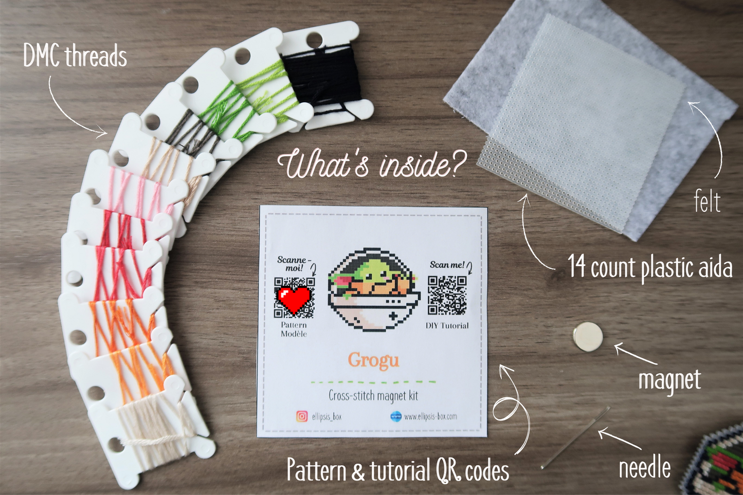 Grogu from The Mandalorian - Cross stitch magnet kit