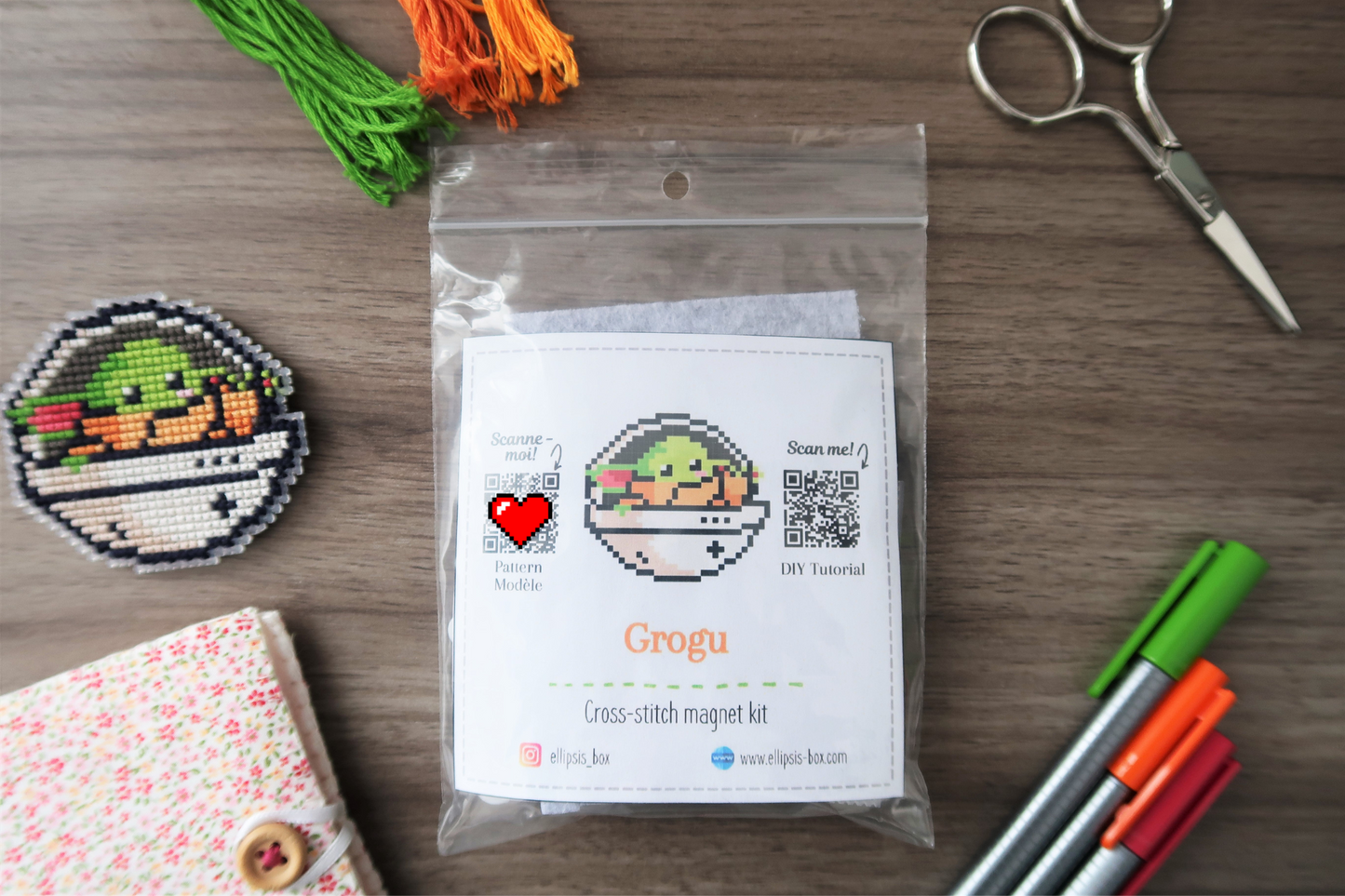 Grogu from The Mandalorian - Cross stitch magnet kit