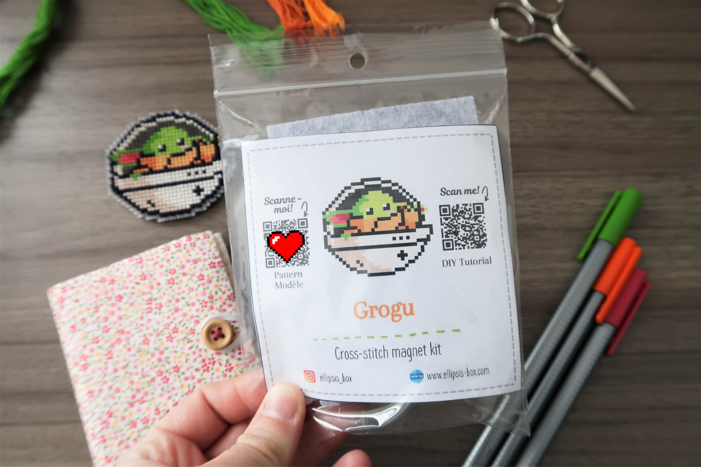Grogu from The Mandalorian - Cross stitch magnet kit