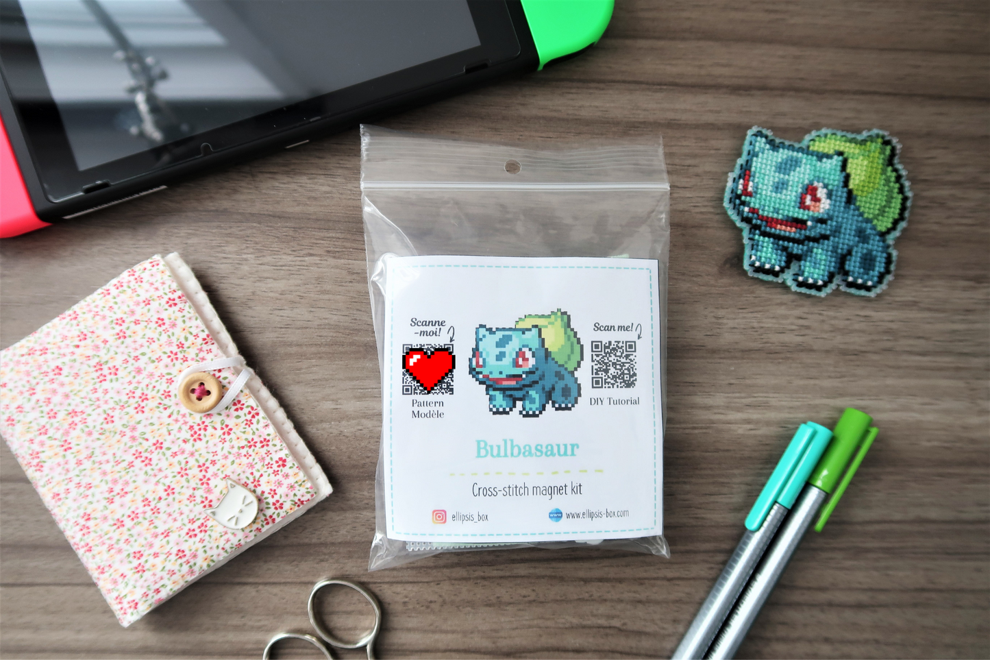 Bulbasaur from Pokemon - Cross stitch magnet kit