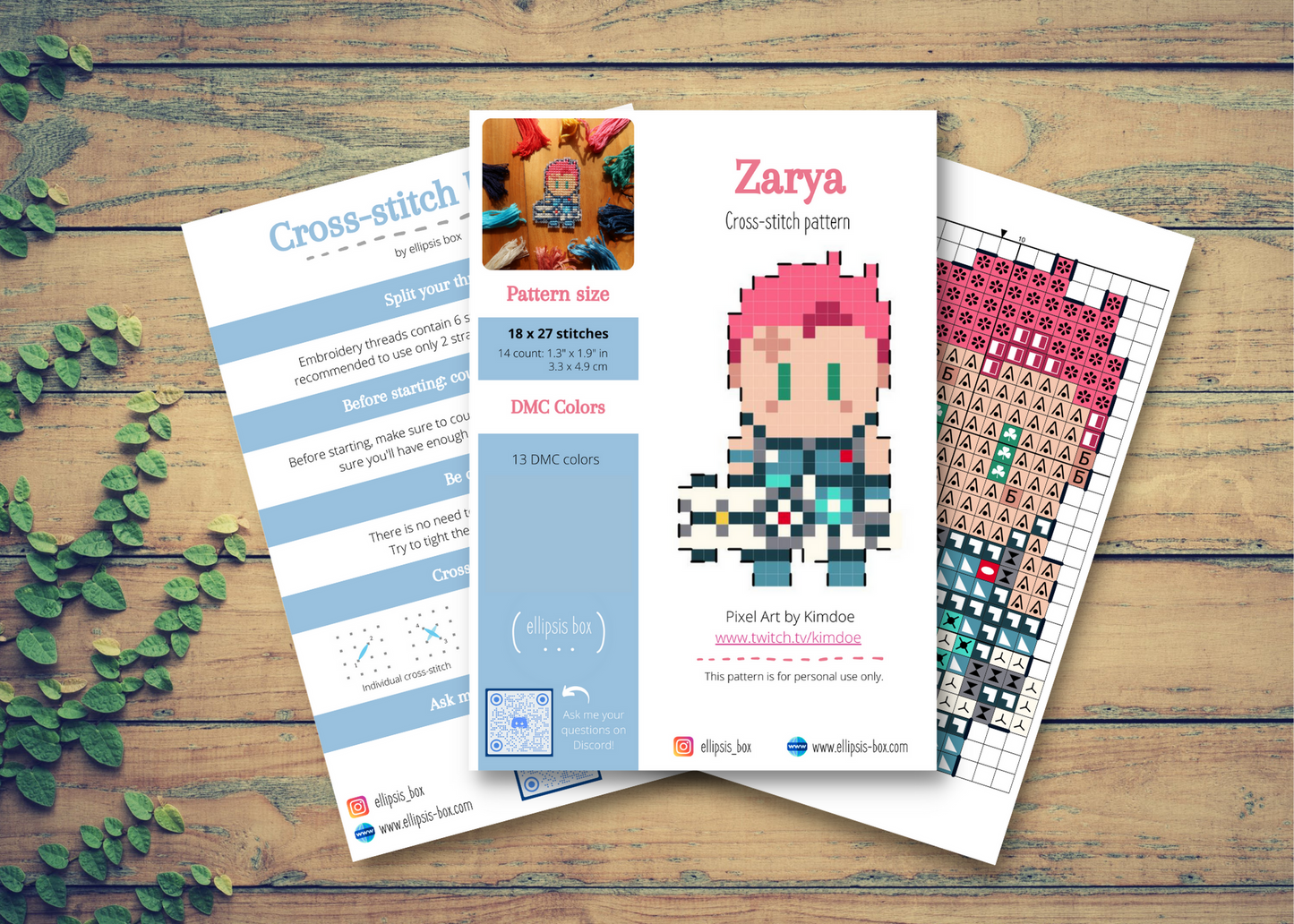 Cross-stitch pattern - Zarya from Overwatch
