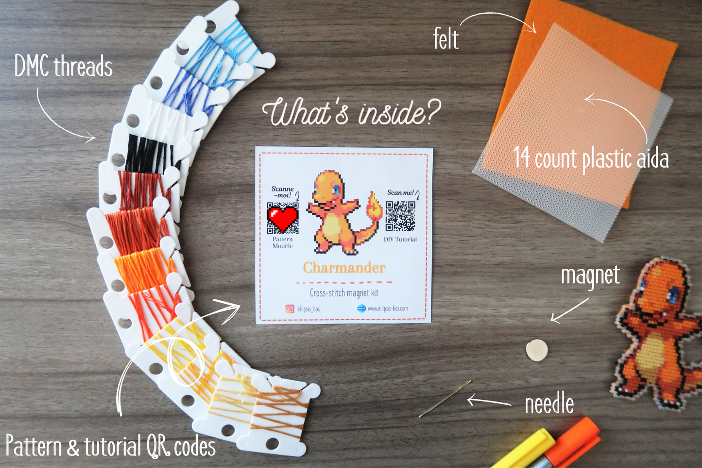 Charmander from Pokemon - Cross stitch magnet kit