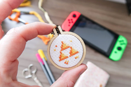 Cross-stitch keychain ~ Triforce from Zelda