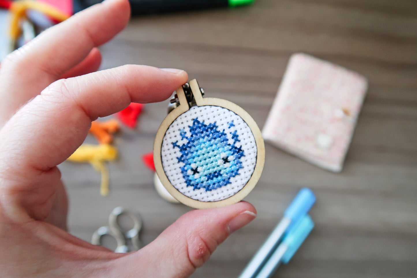 Cross-stitch keychain ~ Calcifer from Howl's Moving Castle