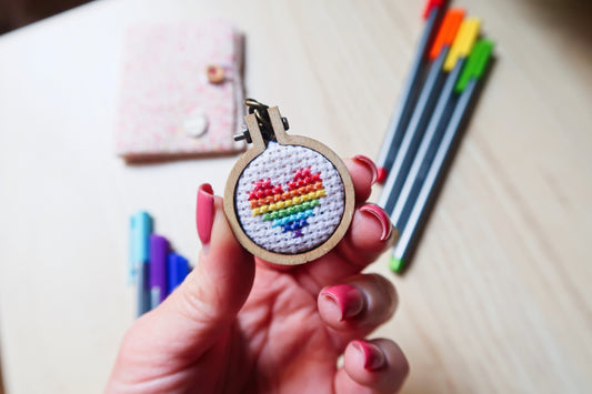 Cross-stitch keychain ~ Tiny heart