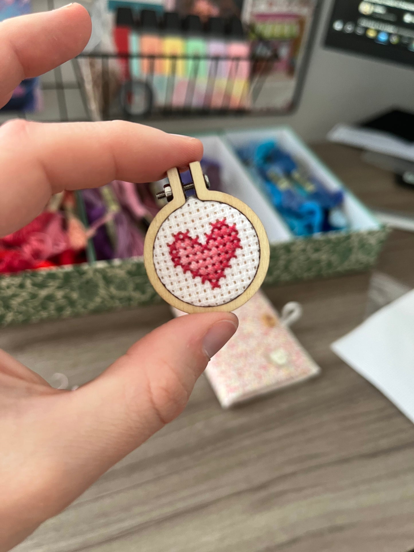 Cross-stitch keychain ~ Tiny heart