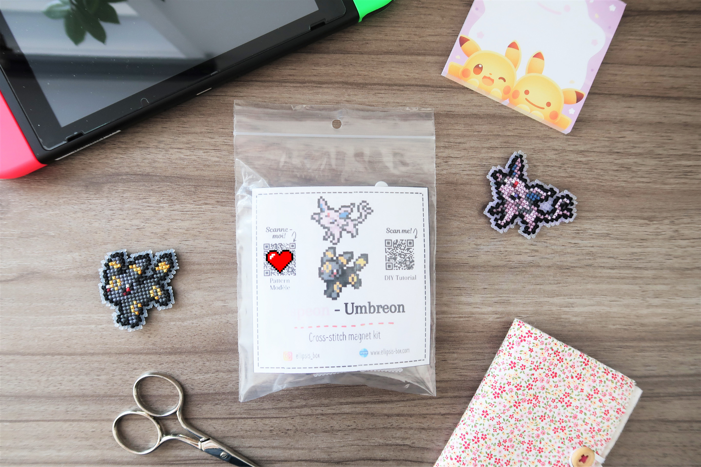 Espeon and Umbreon from Pokemon - Cross stitch magnet kit