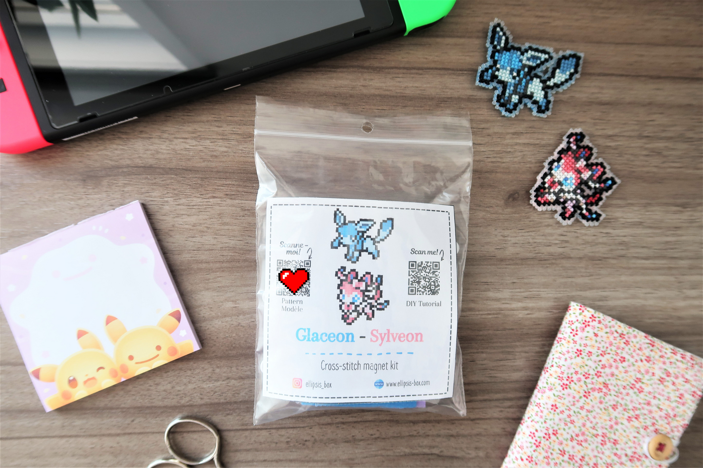 Glaceon and Sylveon from Pokemon - Cross stitch magnet kit