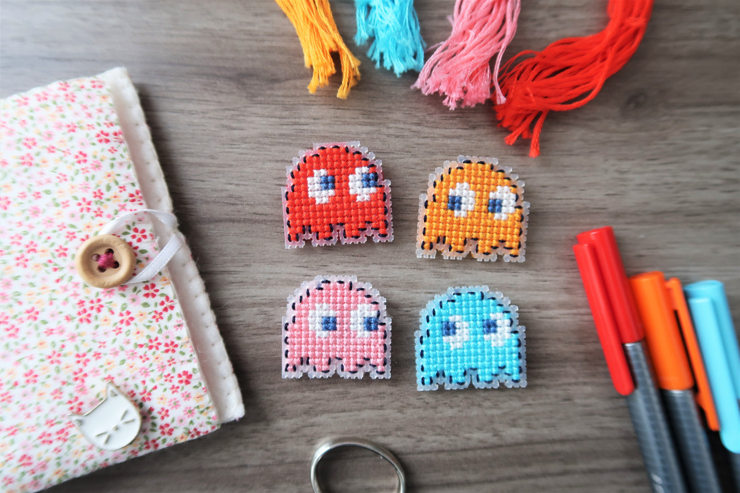 Cross-stitch pattern - Pacman ghosts