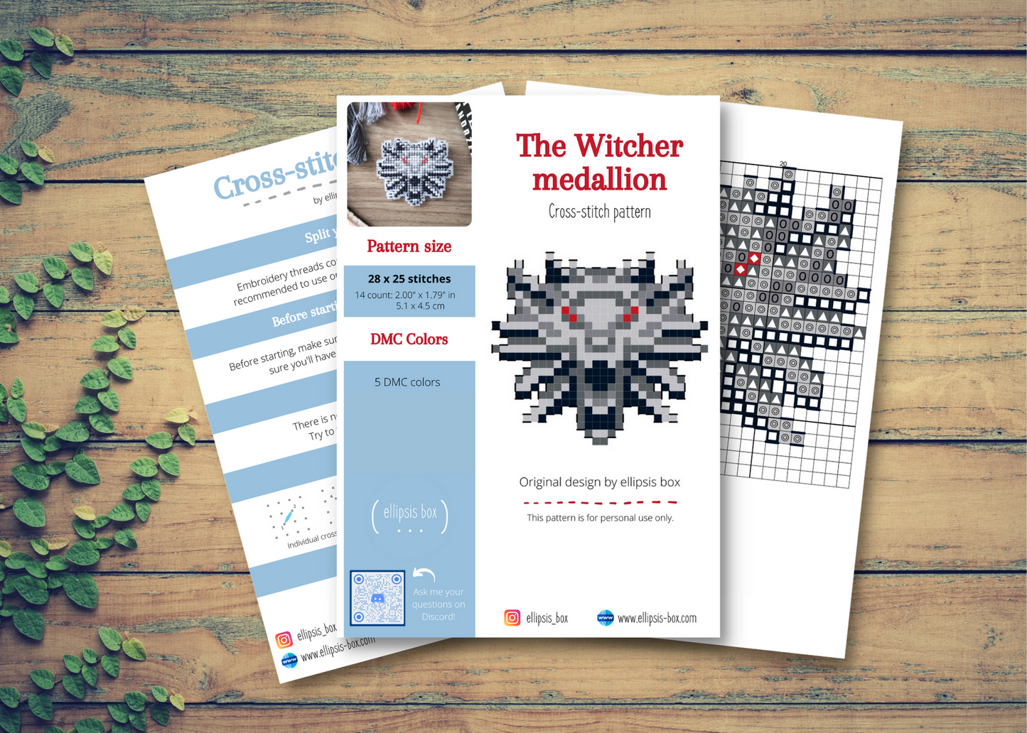 The Witcher 3 medallion - Cross stitch magnet kit